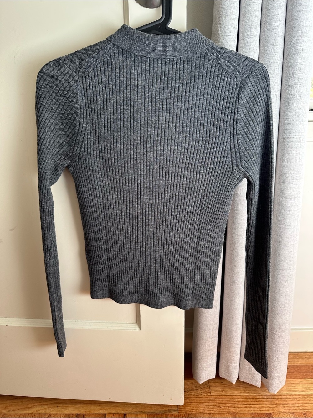 UNIQLO Extra Fine Merino Ribbed Polo Cardigan Gray XS NWT Discontinued